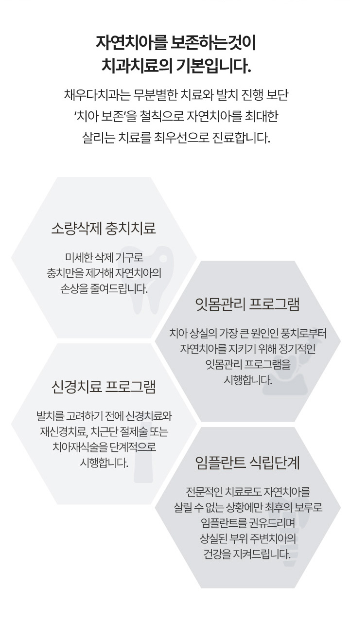 자연치아를 보존하는 것이 치과치료의 기본입니다